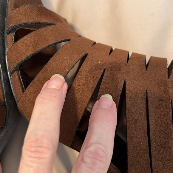 Carlos Santana Polly size 9.5 fabric zip back heeled sandals GUC No box - Picture 8 of 16